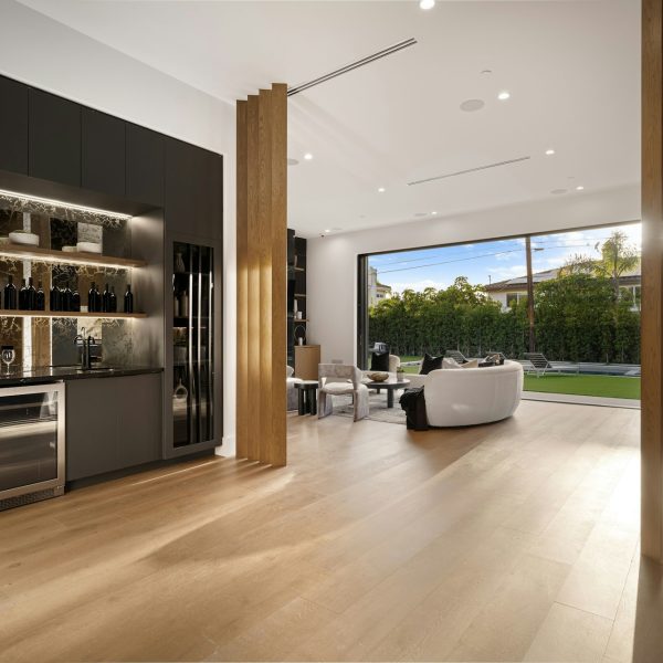 Modern living room with garden view